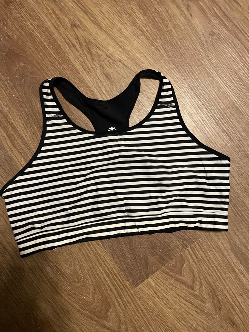 Coolibar Black & White Striped Racerback Swim Top XXL